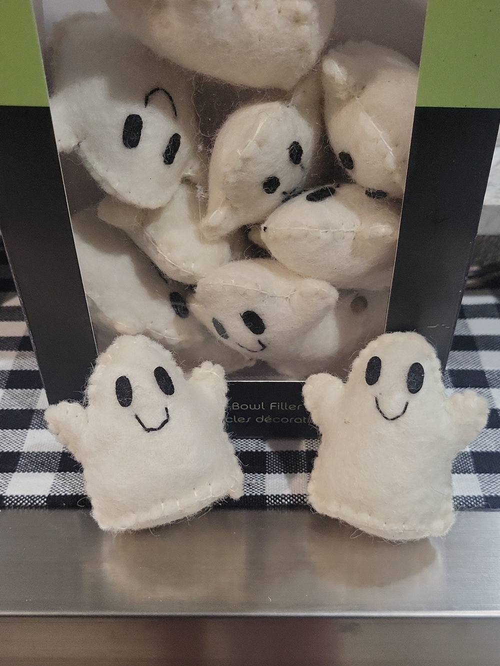 Mini White Plush Ghost Bowl Fillers - Set of 12 - Picture 3 of 4